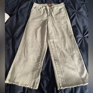 Judy Blue High Rise Olive Tummy Control Crop Wide Leg Jeans